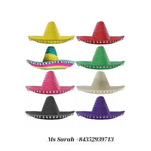 Conception légère Conception tissée colorée Chapeau de paille Festival mexicain Décoration de photo de chapeau de jonc de mer personnalisée. - Product Image 1