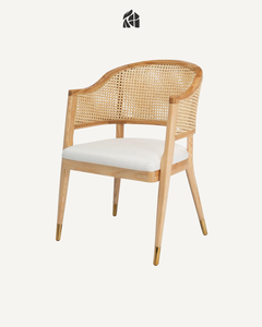 Silla de Comedor Marvellina Moderna de Madera de Teca Sólida, Tapicería de Poliéster Ecológica Hecha a Mano, Silla Elegante de Primera Calidad - Product Image 1