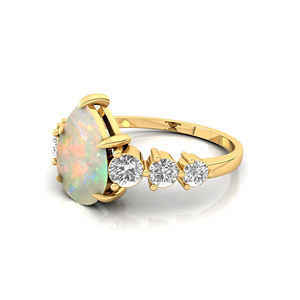 แหวนหมั้นทอง18K แบบพรีเมี่ยมแหวนพลอยโอปอลจากเอธิโอเปียแท้ประดับเพชรแท้คลาสสิกแหวนเจ้าสาวสุดหรู - Product Image 6