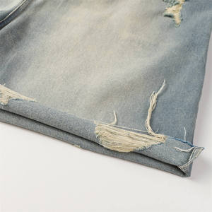 Custom Men's Mid Denim Shorts Loose Fit 100% Cotton Solid Eco-Friendly Quick Dry Breathable Vintage Style <b>Light</b> Summer - Product Image 3