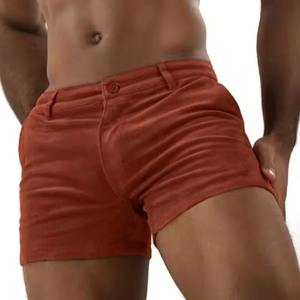 Nouveaux shorts cargo tricotés taille haute vintage pour hommes – Tendance estivale, en velours côtelé, couleur unie, décontractés, sportifs, coupe slim, respirants - Product Image 1