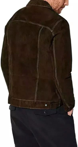 Veste en daim et toile pour homme en peau de mouton de haute qualité Nouveau design Veste de motard à la mode avec boutons sur pied et poches à rabat - Product Image 4