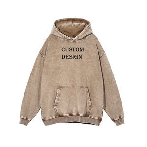 Sweat à capuche unisexe en molleton de coton de qualité supérieure, style streetwear hivernal, délavé à l'acide, brodé, avec poche kangourou, coupe ample - Product Image 4