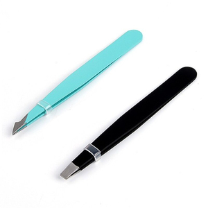 1 Uds. Pinzas para el cabello de cejas puntas inclinadas planas de acero inoxidable herramientas de belleza pinzas para pestañas pinzas para depilación facial herramienta de maquillaje - Product Image 1