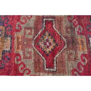 Tapis turc vintage Herki 2,7x9,1 pi (83x278 cm), tapis en laine persan rouge - Product Image 5