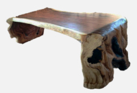 Table à manger moderne en bois massif de Suar avec bord naturel, pieds en L ou en U, plateau épais et long, idéale pour la maison, le bar, la chambre, l'entrée ou l'atelier
