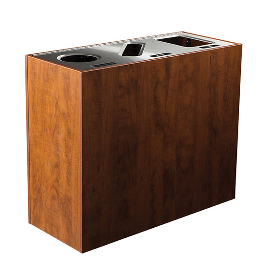 Wooden Steel Trash Can Modern Style Dustbin Indoor Outdoor Recycling Container