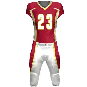 Uniforme de fútbol americano totalmente personalizado, camisetas de fútbol de tela de poliéster, conjuntos de pantalones, longitud de manga corta - Product Image 5