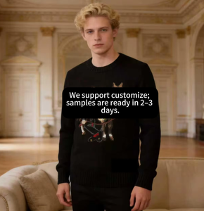 Sweater Rajut Kustom Unisex dengan Grafik Beruang dan Kuda, Kerah Bulat, Lengan Panjang, Pullover Kasual untuk Pria Wanita.
