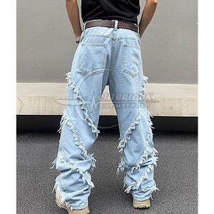 Pantalon en jean à jambes larges pour hommes, sur mesure de style unique, personnalisé avec votre propre logo, pantalon en jean à jambes larges pour hommes - Product Image 5