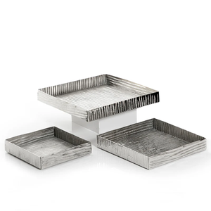 Ensemble de vaisselle tendance de style moderne/3 plateaux à fruits en métal et aluminium Plateau argenté pour la maison, la cuisine et le restaurant pour le service - Product Image 3