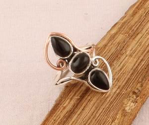 Bague de pureté en argent sterling 925 en onyx noir naturel fait à la main, cadeau pour femme bicolore à la mode pour la fête des mères, chrétien - Product Image 3