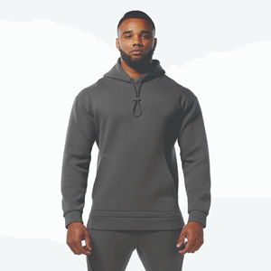 เสื้อฮู้ดแขนยาวมีฮู้ดสำหรับผู้ชายเสื้อมีฮู้ดสำหรับวิ่งและยิมโค้ชกีฬาพื้นเรียบสำหรับฤดูหนาวผลิตตามสั่ง - Product Image 1