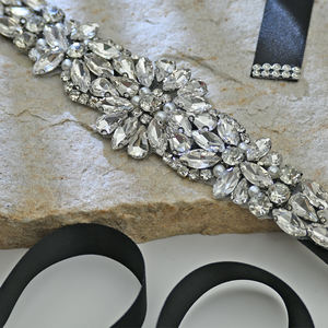 Bridella BS407 Black Rhinestone Adjustable Fit Bridal <b>Belt</b> <b>for</b> Weddings Proms & Formal Events - Product Image 6