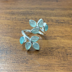 Multi Light Green Chalcedony Gemstone Leaf Cluster Ring (5.0 Grams) Trendy Made By JAIPUR SILVER - Product Image 1