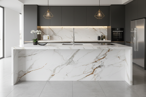 Oem đánh bóng hiện đại 3D in trắng cơ sở Vàng grey tĩnh mạch nhân tạo Quartz slab Countertop cho nhà bếp phòng tắm Vanity bảng <span class=keywords><strong>Top</strong></span> - Product Image 5