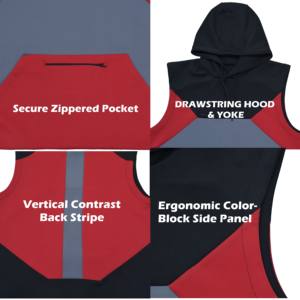 Outfit Fitness Apparel Sport Tank Tops Sleeveless Gym Hoodie Cut Off T Shirts Plus Size Men's Clothing with zipper pocket panel - Product Image 2