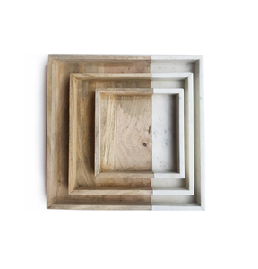 Service de salle de bain d'hôtel en bois et marbre moderne écologique Plateau de service avec poignée Fabriqué en Inde Vente en gros - Product Image 4