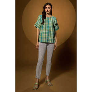 Tunique en tricot teint en fil pour femme KJ-43021 - Product Image 3