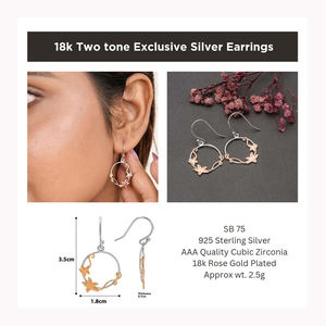 Joyería de mujer ligera para ella Plata de Ley 925 18K chapado en oro rosa pendientes de aro colgantes de dos tonos para mujeres y niñas - Product Image 5