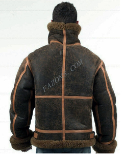 Veste en cuir de mouton véritable pour homme, manteau aviateur, en cuir de mouton, rembourré, rembourré chaud, hiver B3 - Product Image 5