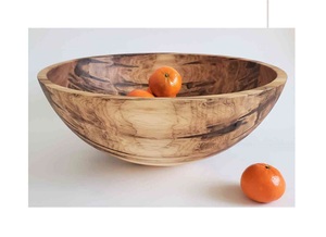 Grand bol en bois d'acacia rond naturel fait à la main, Snack en bois salade fruits nourriture soupe nouilles pâte bols - Product Image 2