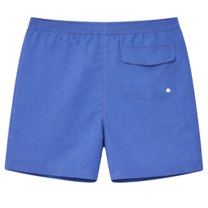 Shorts de bain bleu foncé pour hommes, vêtements de plage d'été légers à séchage rapide avec cordon de serrage à la taille élastique et poches latérales pratiques - Product Image 2
