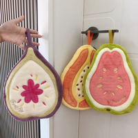 Cute Fruit Shaped Hanging Coral Velvet Super Absorbent Microfiber Kitchen Towel Quick Dry Bathroom Dish Cloth Hand Towel