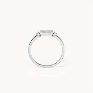 Emerald Cut <b>Opal</b> Engagement <b>Ring</b> in Rhodium Plated Platinum - Product Image 2