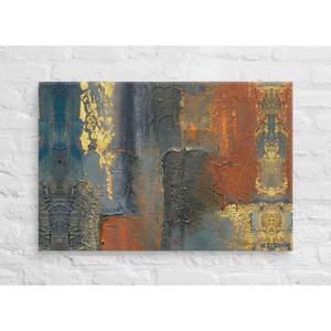 Emberfall XL Wrapped <b>Canvas</b> with <b>Blue</b> Pink Frame Abstract Art Deco Design Living Room Wall Art Ramadan - Product Image 3