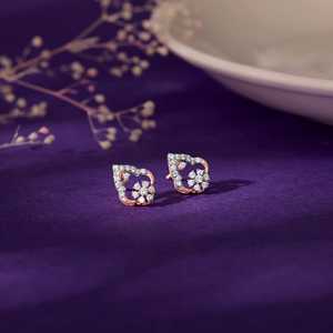 Pendientes de gota de diamantes de oro rosa - Product Image 3