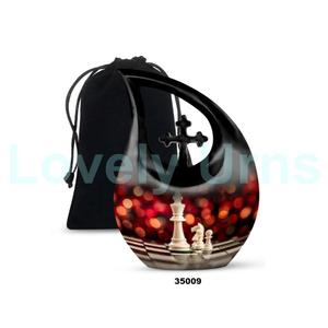 Hot Large Tear Drop Chess Cremation Adult Urn for Human Ashes Decorative Cross Funeral Urn With Free <b>Velvet</b> <b>Bag</b> - Product Image 6