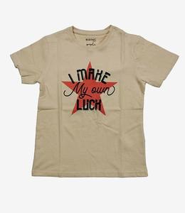 Nueva colección de verano, Top informal con cuello para niños, 320Gt, algodón pesado, letra estampada, punto sólido, camisa holgada que combina con todo - Product Image 1