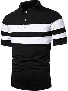 Men Polo <b>T</b>-<b>shirt</b> Personalized Pattern Embroidery Logo Contrast Solid <b>Collar</b> Design Panel Short Sleeves Polo <b>Shirts</b> - Product Image 2