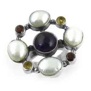 925 <b>Silver</b> Multi Gemstone Statement <b>Ring</b> for Women Fashion <b>Rings</b> Collection - Product Image 3
