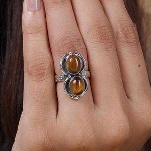 Bague en argent sterling 925 de style bohème avec pierre précieuse œil de tigre, bijoux faits à la main, bague en argent pour femmes, cadeau de mariage pour elle - Product Image 4