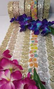 Colorido Floral bordado lentejuelas encaje exquisita Red de detalles intrincados para artesanía elegante moda decoración del hogar proyectos de zapatos - Product Image 2