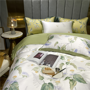 Juego de cama de edredón tamaño Queen King de microfibra de algodón OEM 2024, diseños de patrón teñido liso, funda nórdica, colecciones de juegos de cama - Product Image 2