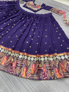 Latest Designer Navratri Lehenga Choli with Heavy Sequins and Digital Print Faux <b>Fur</b> Material Party Wear for Winter and Summer - Product Image 4