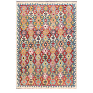 Alfombra Kilim de Maimana, Afganistán, 287 x 201 cm, Tapiz - Product Image 1