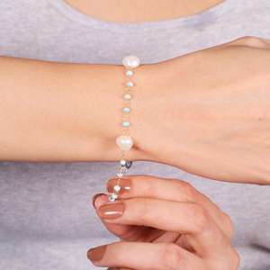 Hot Selling Product Gold Plated Jewelry Pearl, Larimar And Labradorite <b>Bracelet</b> for Woman <b>Beads</b> <b>Bracelet</b> Low Price - Product Image 3