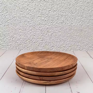 Vaisselle en bois poli ensemble d'assiettes en bois de ferme en bois plaqué bois naturel décoratif par artisanat en croissant - Product Image 3