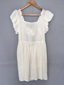 Bellamente diseñado 100% tela de algodón estampado escote en V largo cómodo favorecedor estilo informal Puff cintura cuello en V - Product Image 2