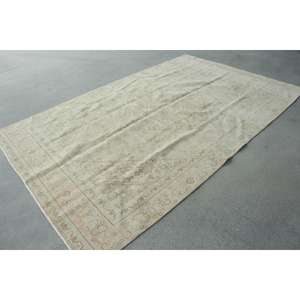 Alfombra Turca Vintage de 5,9x9,6 pies (181x292 cm), Alfombra de Lana Blanca con Diseño Floral - Product Image 2