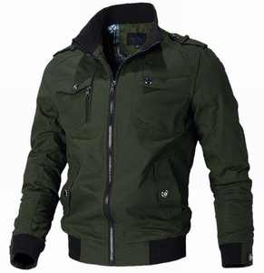 Veste en jean safari imperméable à col montant pour homme, décontractée, 3939-SOPHIA, hiver 2023, fermeture à boutons en corne, doublure en coton, sur mesure - Product Image 1