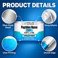 Étiquettes personnalisées pour flacons de peptides, autocollantes, imperméables, pour flacons en verre, impression sur feuille d'argent, logo personnalisé, étiquettes pour bouteilles, OEM ODM
