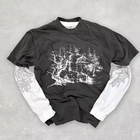 T-shirt décontracté pour homme à manches longues et col rond, personnalisé en usine, double couche en fibre de bambou, toile 240 grammes, respirant, avec logo personnalisé