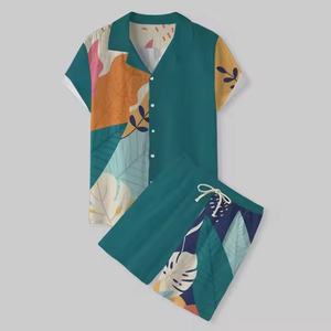 ชุดกีฬาลำลองสำหรับผู้ชายกางเกงขาสั้นและเสื้อเชิ้ตถักลายฮาวายแฟชั่นฤดูร้อน - Product Image 6