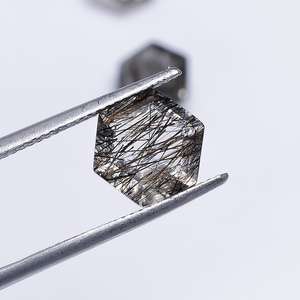 พลอยควอตซ์พลอยสีดำเจียระไนทรงหกเหลี่ยมอัญมณีหลวมสำหรับทำเครื่องประดับของขวัญให้กับเธอ - Product Image 2
