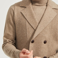 Chandail Manteau Homme Luxe Personnalisé avec LOGO, Veste Blazer Tricotée de Haute Qualité, Veston Marron, Col Rabattu, Cardigan Pullover pour Homme